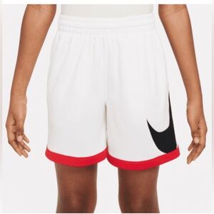 Nike Boys Dri-Fit Training Shorts in White with Red and Black Accents Size: L|